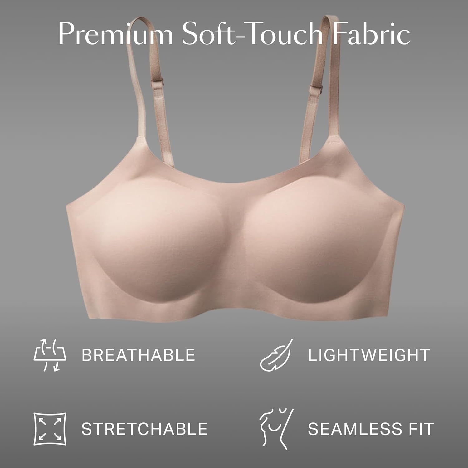 image:imageEBY Seamless Bralette with Adjustable Straps Nude Bralettes for Women Wireless Bra for Women Bralette Seamless Bra XLarge DD E