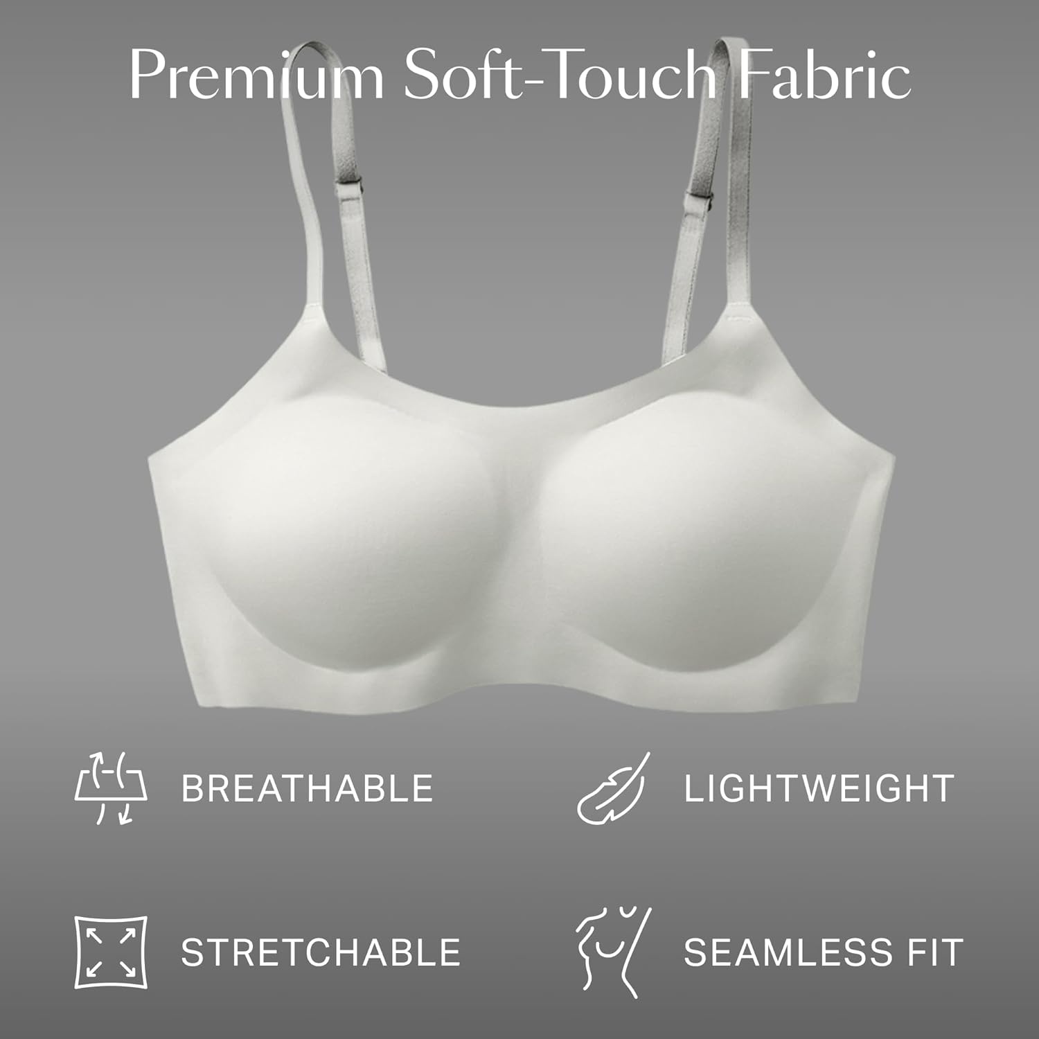 image:imageEBY Seamless Support Bralette with Adjustable Straps Bralettes for Women Wireless Bra for WomenPearl