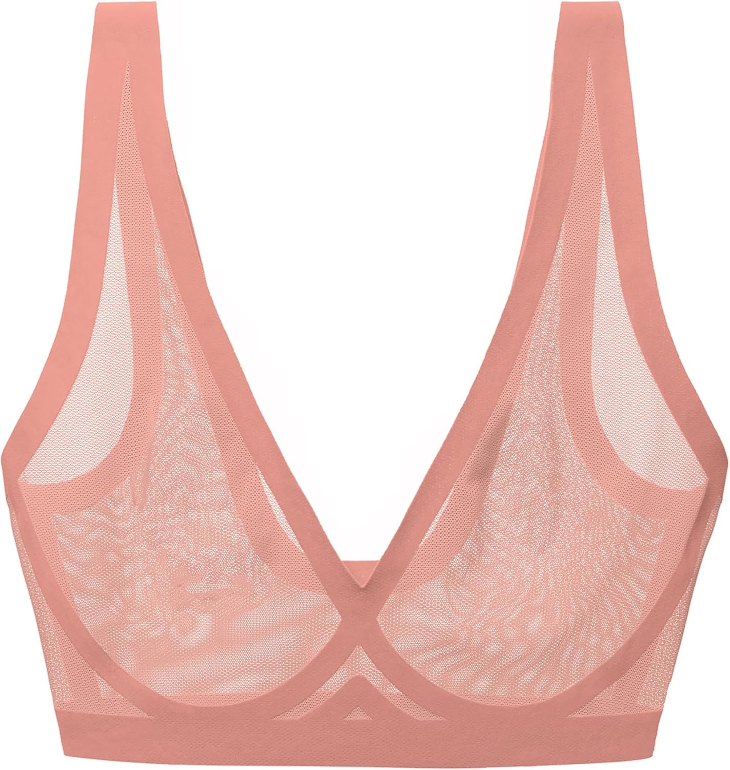 image:imageEBY Sheer Bralettes for Women Seamless and Wireless Mesh Bralette Back Smoothing Bras for WomenDusty Rose