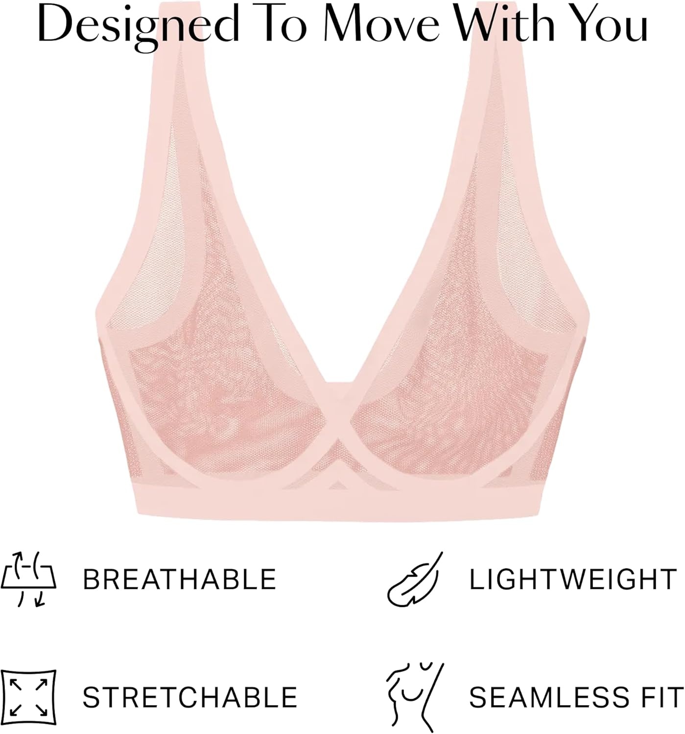 image:imageEBY Sheer Bralettes for Women Seamless and Wireless Mesh Bralette Back Smoothing Bras for WomenMurex Shell