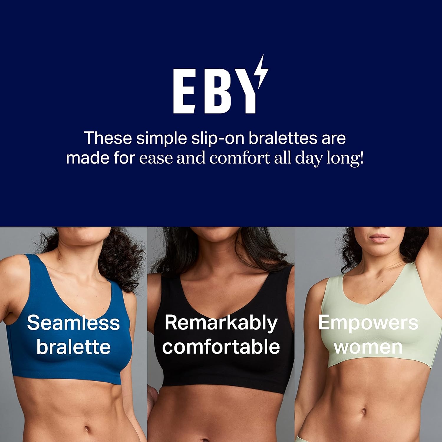 image:imageEBY Wireless Bralette Bras for Women Seamless and Wireless with Wide Comfort StrapsBlack