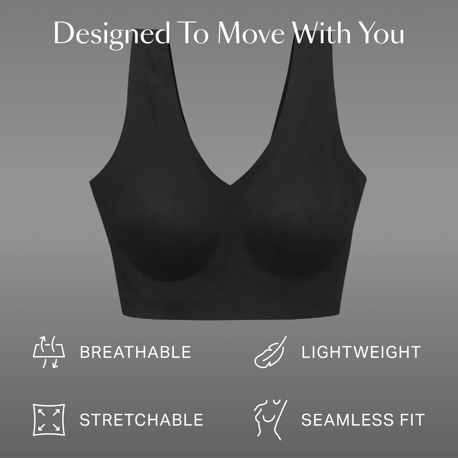 image:imageEBY Wireless Bralette Bras for Women Seamless and Wireless with Wide Comfort StrapsBlack
