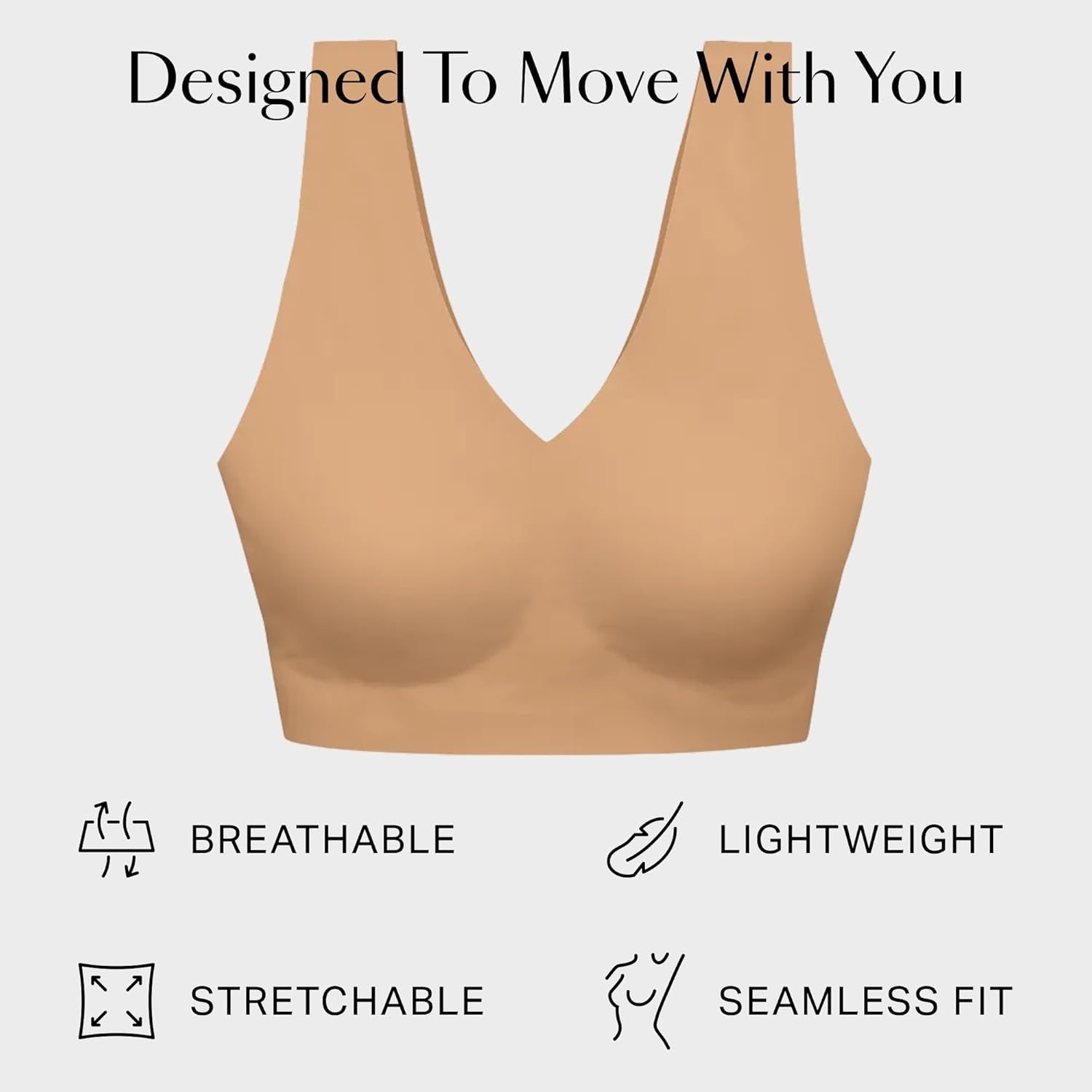 image:imageEBY Wireless Bralette Bras for Women Seamless and Wireless with Wide Comfort StrapsSunkissed