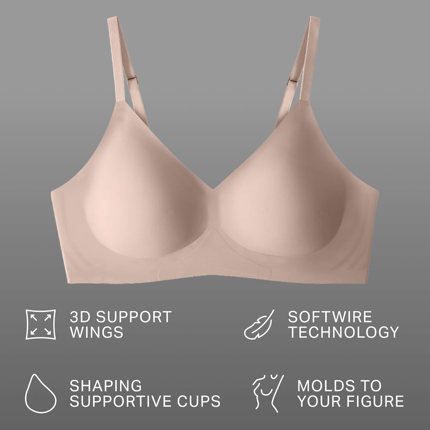 image:imageEBY Womens Seamless Relief Bra with Adjustable StrapsNude