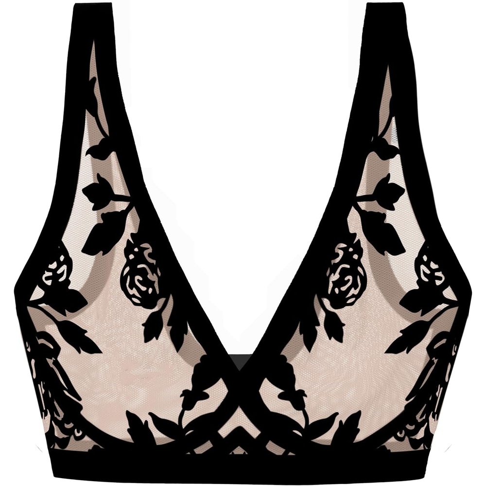 image:imageEBY Sheer Bralettes for Women Seamless and Wireless Mesh Bralette Back Smoothing Bras for WomenOh La La