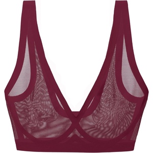 image:imageEBY Sheer Bralettes for Women  Seamless and Wireless Mesh Bralette Back Smoothing Bras for WomenBrown