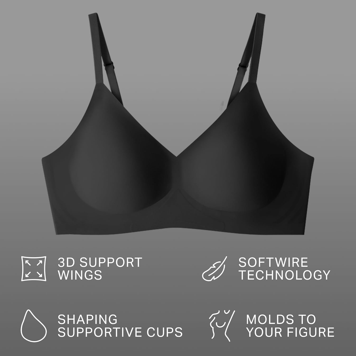 image:imageEBY New Relief Bra with German Glue Wireless Bras for Women Seamless Bralette with Adjustable Straps Supportive Bras Womens Clothing Black MDD