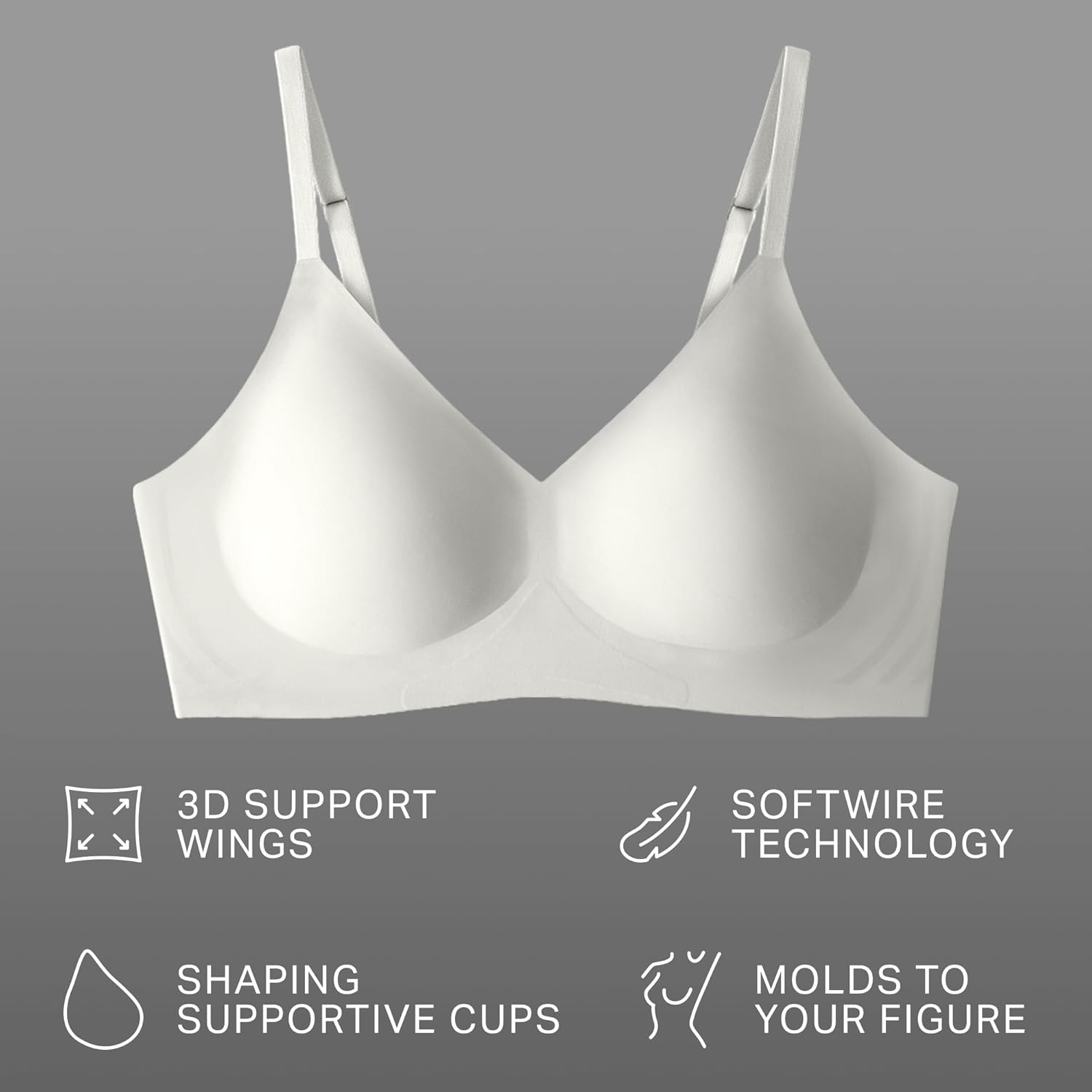 image:imageEBY New Relief Bra with German Glue Wireless Bras for Women Seamless Bralette with Adjustable Straps Supportive Bras Womens Clothing Pearl XL