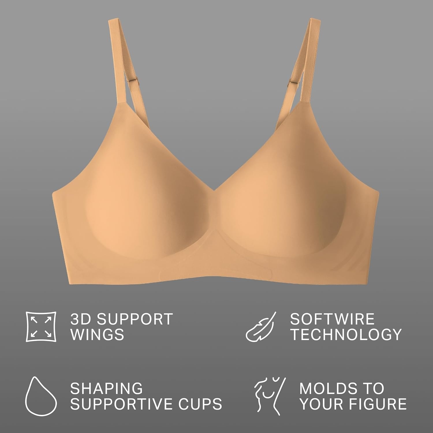 image:imageEBY New Relief Bra with German Glue Wireless Bras for Women Seamless Bralette with Adjustable Straps Supportive Bras Womens Clothing Sunkissed Large