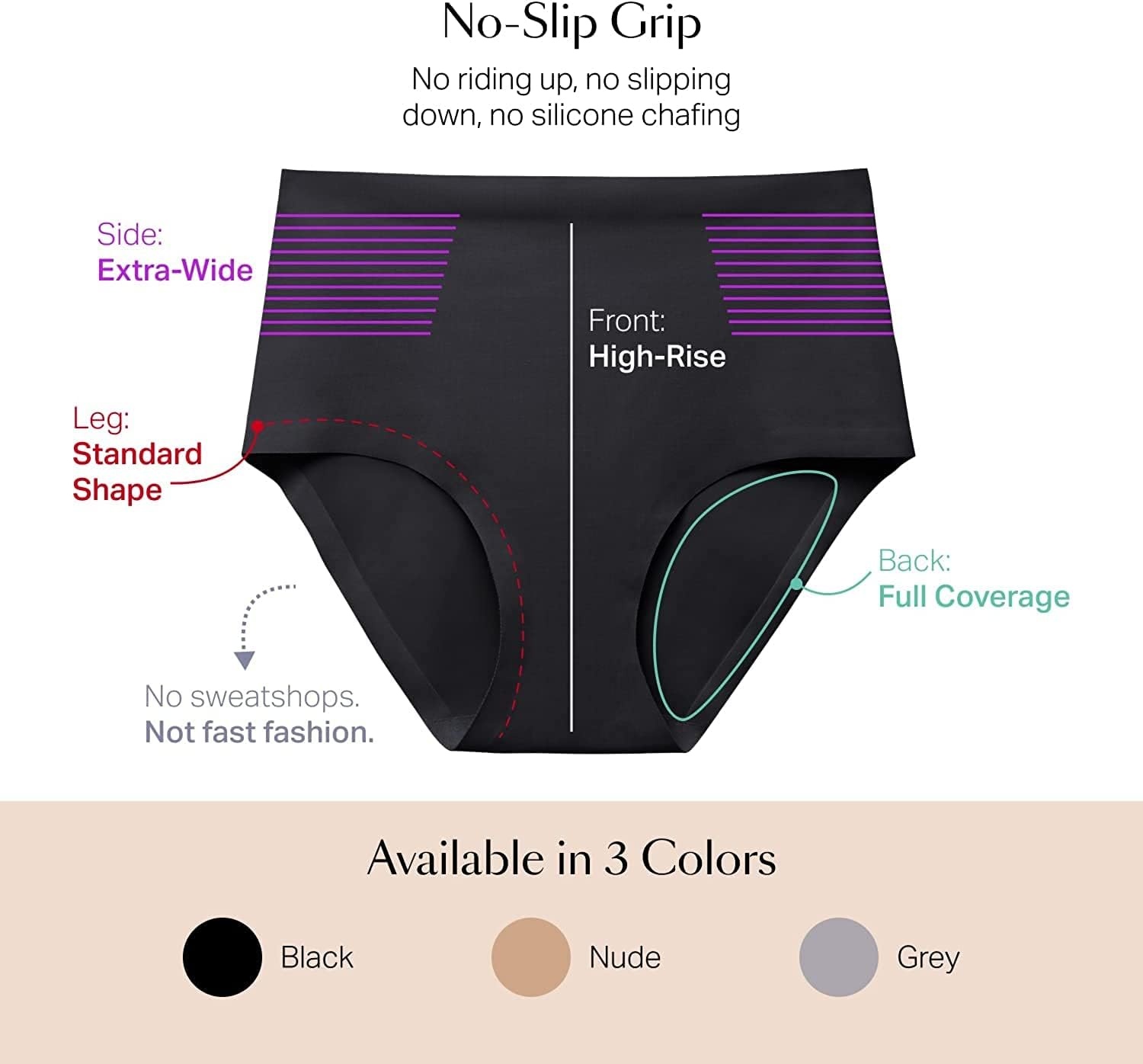 image:imageEBY Seamless High Waisted Underwear for Women No Show High Waisted Underwear for WomenBlack