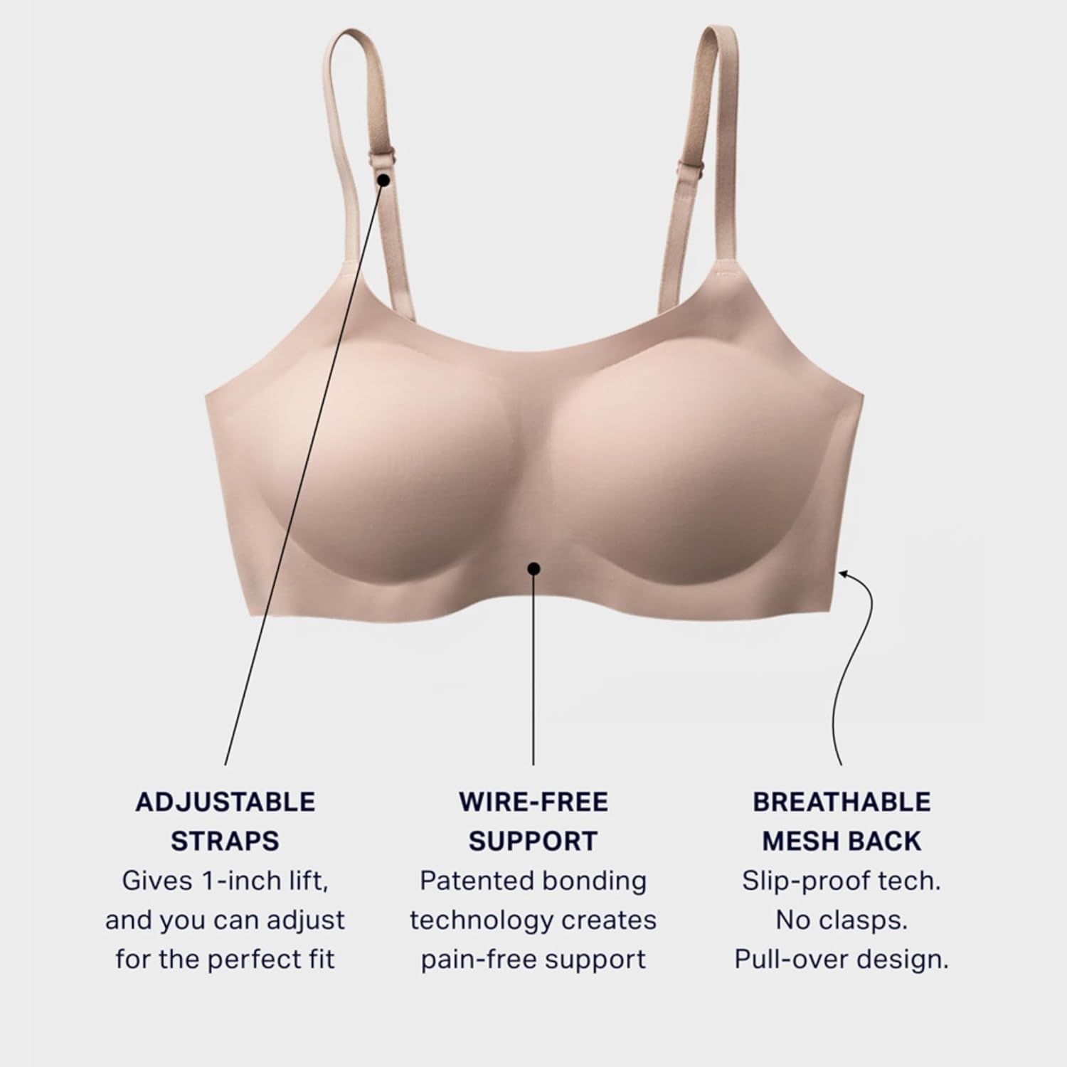 image:imageEBY Seamless Support Bralette with Adjustable Straps Nude and Black XLarge