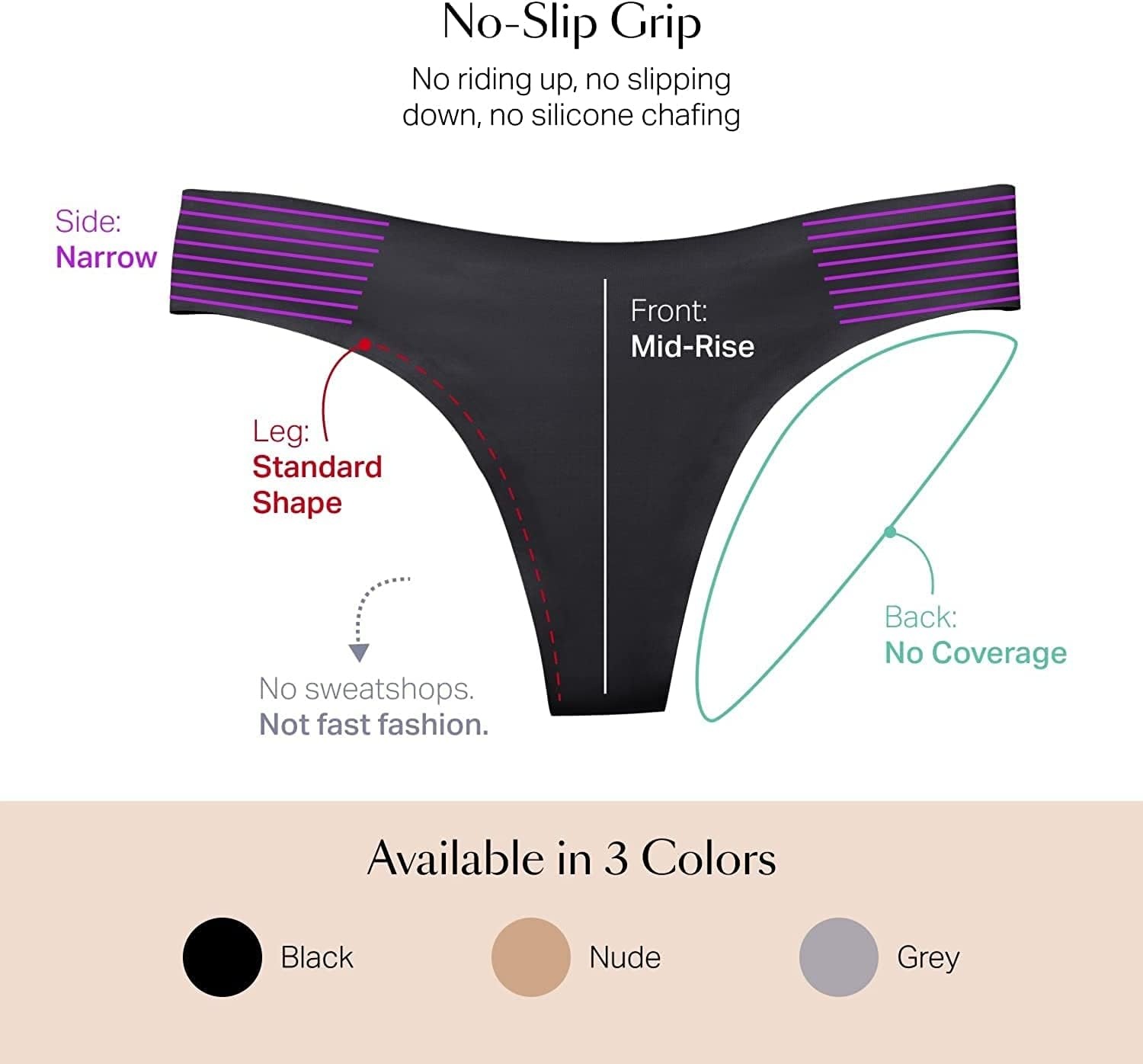 image:imageEBY Seamless Thong Womens Underwear Seamless Panty for Women Comfortable No Show UnderwearBlack