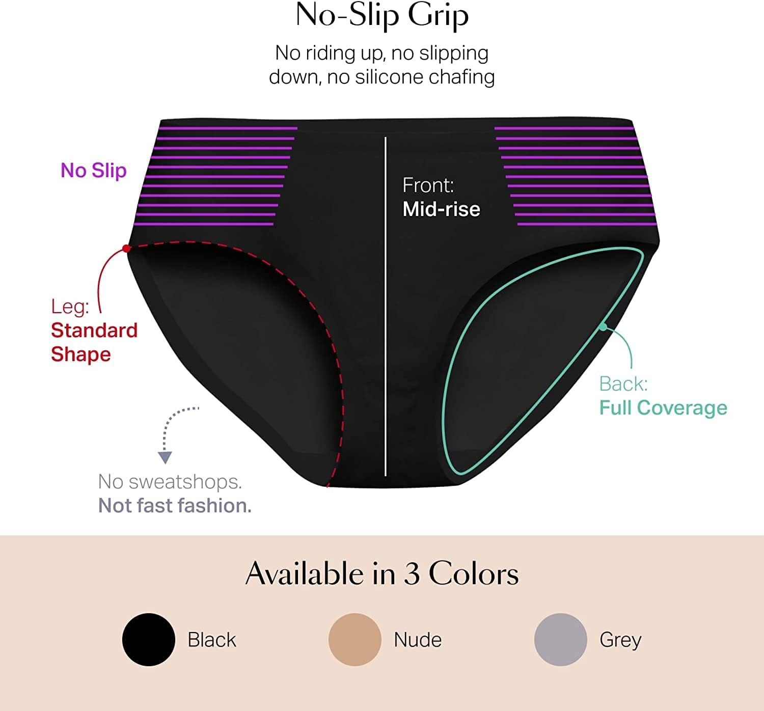 image:imageEBY Womens Seamless Underwear Brief No Show Underwear for Women Seamless Panty for Women No Show PantiesBlack